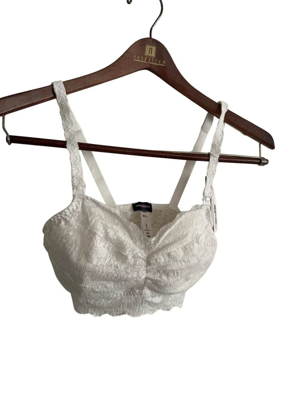 COSABELLA White Lace Nursing Bra MATERNITY SIZE SMALL 2 4 Breastfeeding Adjust